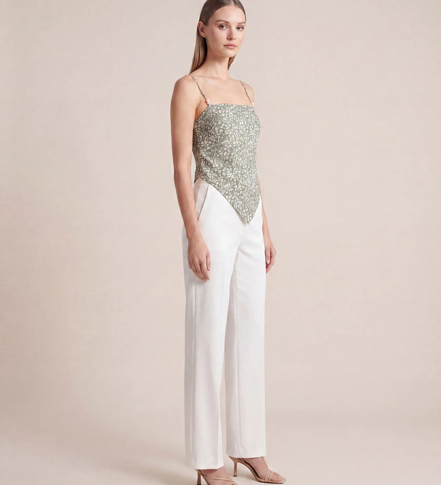 THE SAVANNAH TIE-BACK CAMI TOP IN SAGE DITSY FLORAL