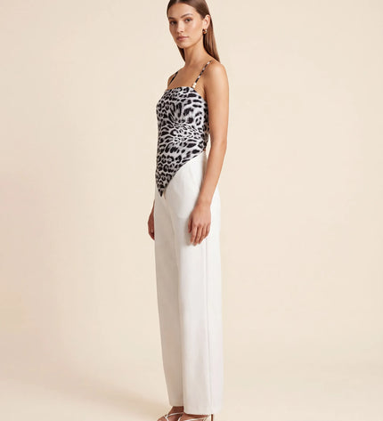 THE SAVANNAH TIE-BACK CAMI TOP IN MONOCHROME LEOPARD