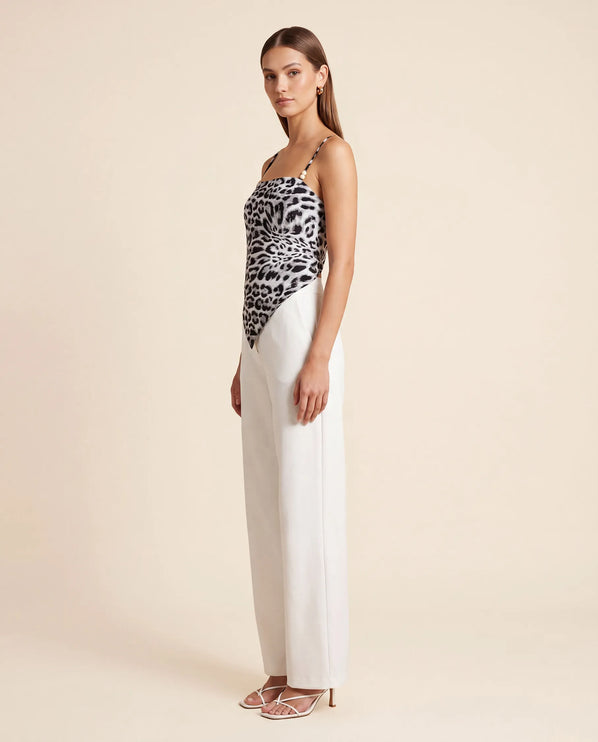 THE SAVANNAH TIE-BACK CAMI TOP IN MONOCHROME LEOPARD