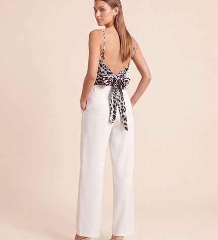 THE SAVANNAH TIE-BACK CAMI TOP IN MONOCHROME LEOPARD