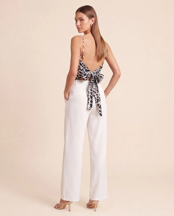 THE SAVANNAH TIE-BACK CAMI TOP IN MONOCHROME LEOPARD