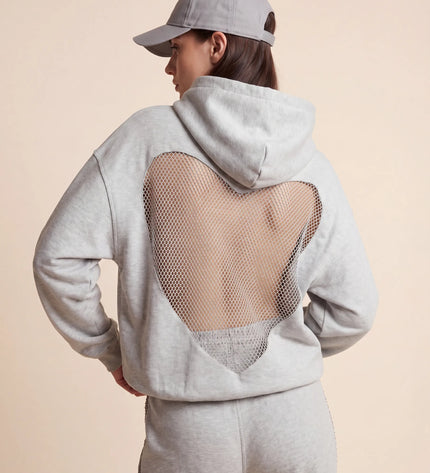 THE VALENTINA EMBELLISHED HEART HOODIE IN SOFT GREY