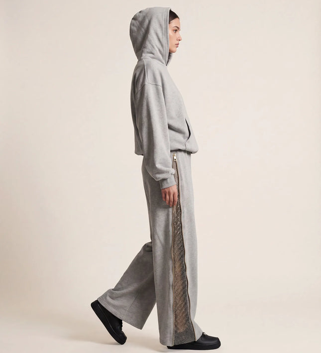 THE VALENTINA EMBELLISHED HEART HOODIE IN SOFT GREY