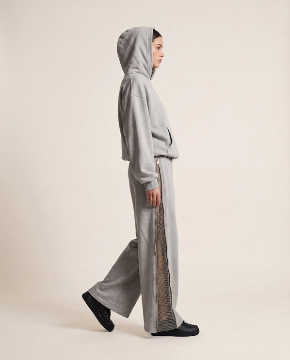 THE VALENTINA EMBELLISHED HEART HOODIE IN SOFT GREY