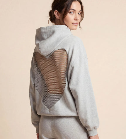THE VALENTINA EMBELLISHED HEART HOODIE IN SOFT GREY