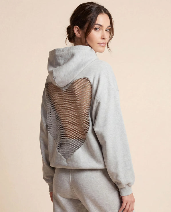 THE VALENTINA EMBELLISHED HEART HOODIE IN SOFT GREY