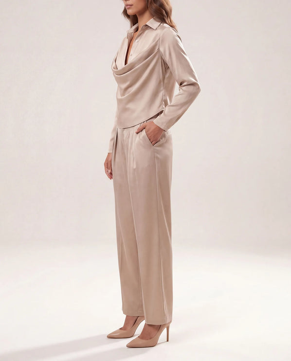 THE MONROE TAILORED TROUSER IN CHAMPAGNE BEIGE