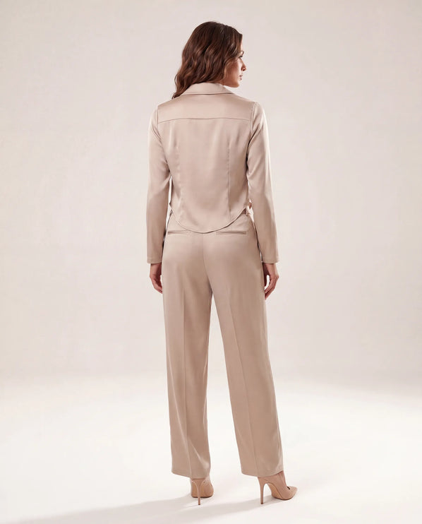 THE MONROE TAILORED TROUSER IN CHAMPAGNE BEIGE