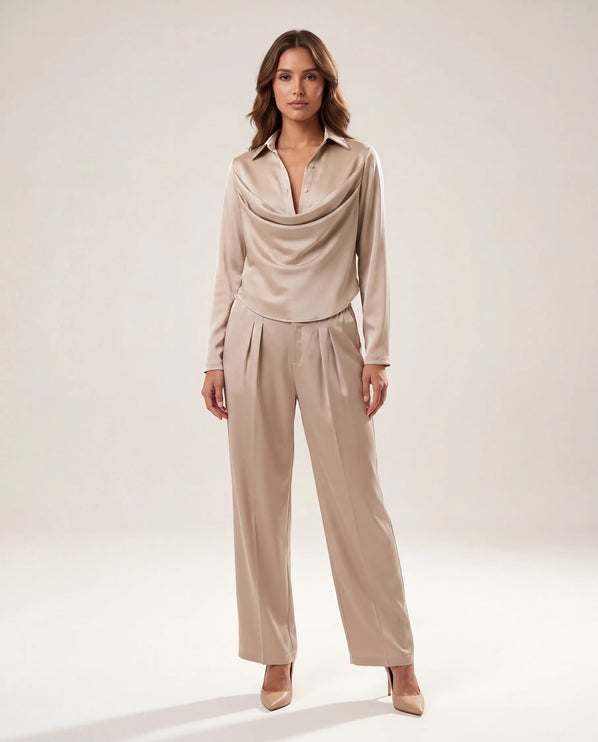 THE MONROE TAILORED TROUSER IN CHAMPAGNE BEIGE