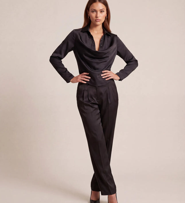THE MONROE DRAPE BLOUSE IN MIDNIGHT BLACK
