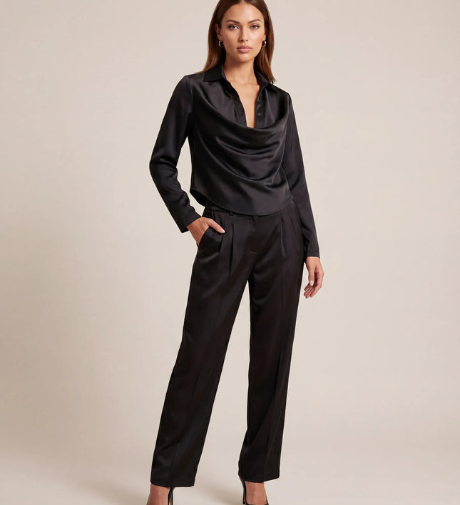 THE MONROE DRAPE BLOUSE IN MIDNIGHT BLACK