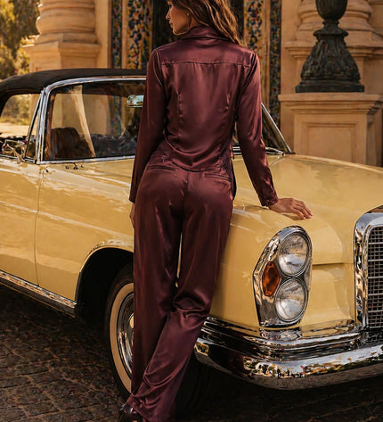 THE MONROE TAILORED TROUSER IN CHOCOLATE PLUM