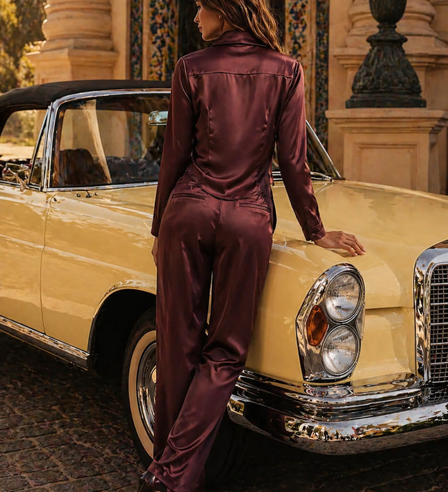 THE MONROE TAILORED TROUSER IN CHOCOLATE PLUM