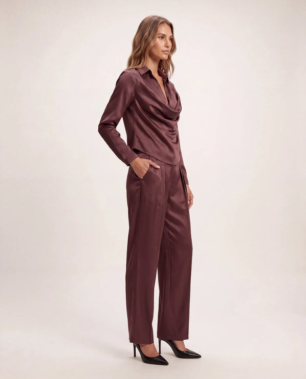 THE MONROE TAILORED TROUSER IN CHOCOLATE PLUM