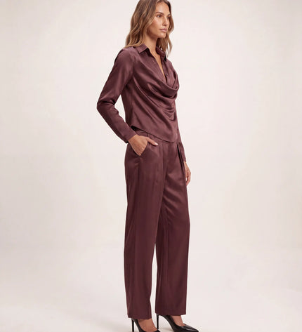 THE MONROE DRAPE BLOUSE IN CHOCOLATE PLUM