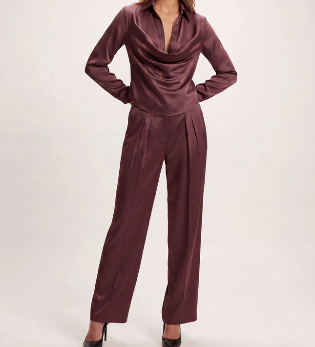 THE MONROE TAILORED TROUSER IN CHOCOLATE PLUM
