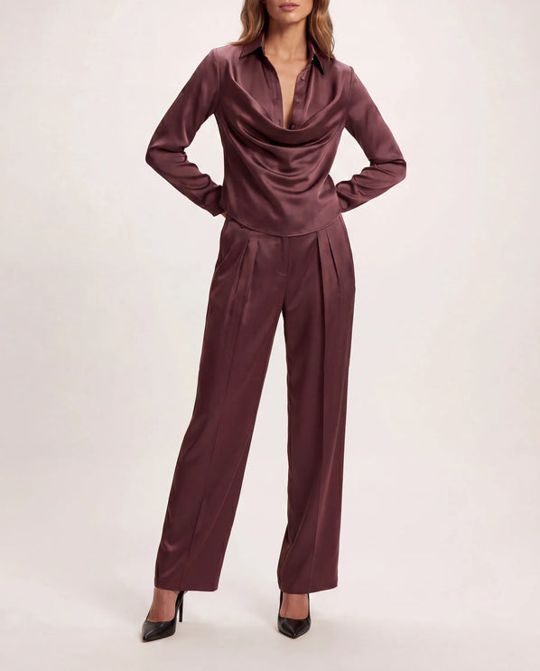 THE MONROE TAILORED TROUSER IN CHOCOLATE PLUM