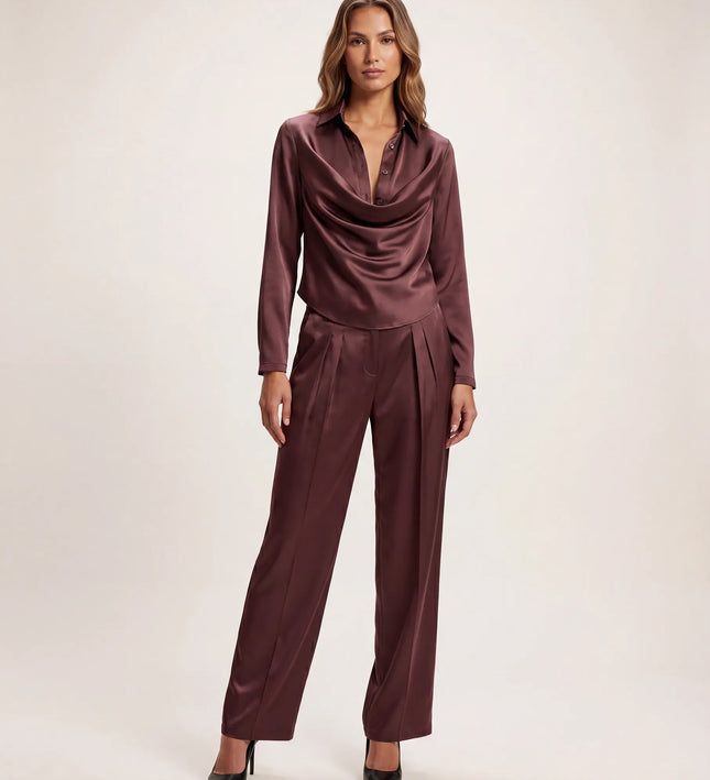 THE MONROE DRAPE BLOUSE IN CHOCOLATE PLUM