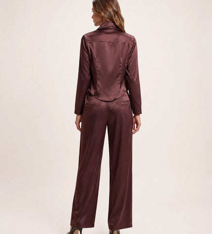 THE MONROE DRAPE BLOUSE IN CHOCOLATE PLUM