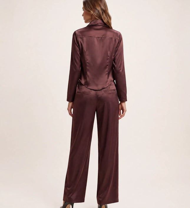 THE MONROE DRAPE BLOUSE IN CHOCOLATE PLUM