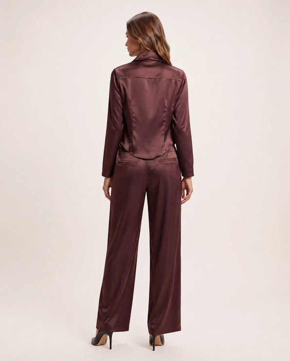 THE MONROE DRAPE BLOUSE IN CHOCOLATE PLUM