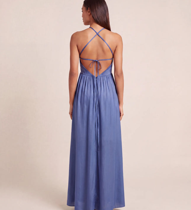 THE CALISTA LACE PANEL MAXI DRESS IN DUSK BLUE