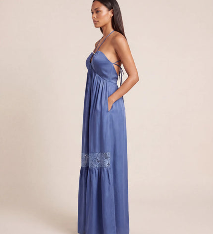 THE CALISTA LACE PANEL MAXI DRESS IN DUSK BLUE