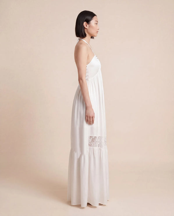 THE CALISTA LACE PANEL MAXI DRESS IN WHITE