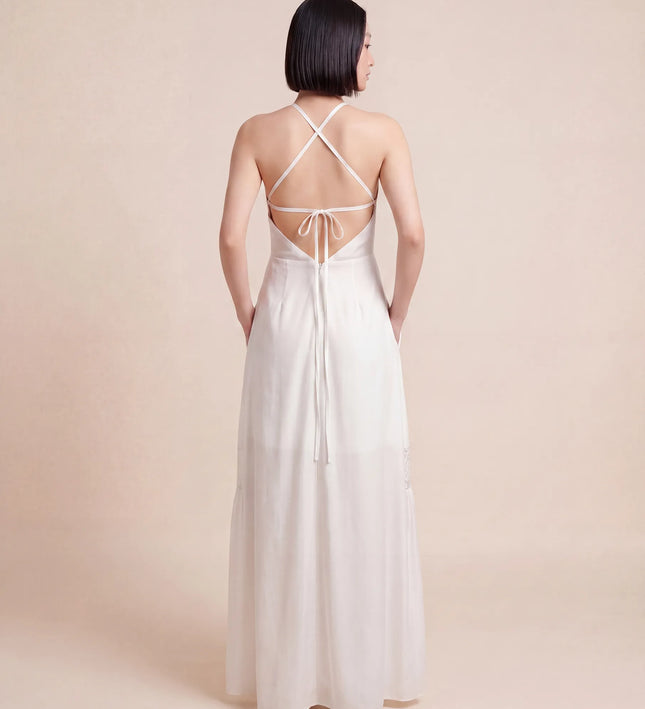 THE CALISTA LACE PANEL MAXI DRESS IN WHITE