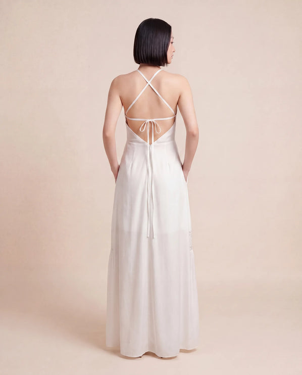 THE CALISTA LACE PANEL MAXI DRESS IN WHITE