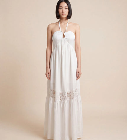 THE CALISTA LACE PANEL MAXI DRESS IN WHITE