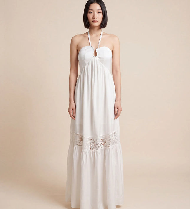 THE CALISTA LACE PANEL MAXI DRESS IN WHITE