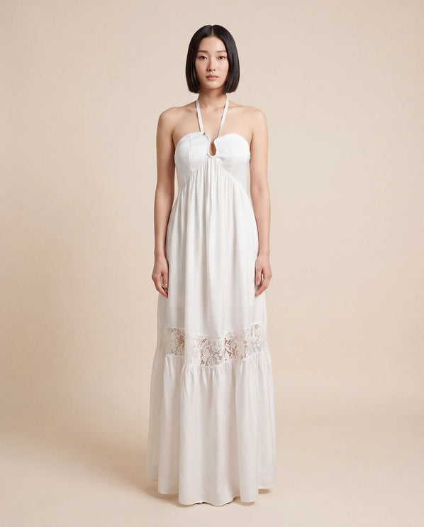 THE CALISTA LACE PANEL MAXI DRESS IN WHITE