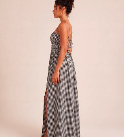 THE SERAPHINA GINGHAM MAXI DRESS IN BLACK & WHITE