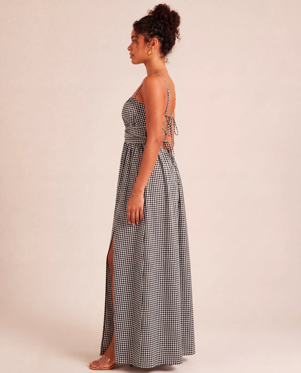 THE SERAPHINA GINGHAM MAXI DRESS IN BLACK & WHITE