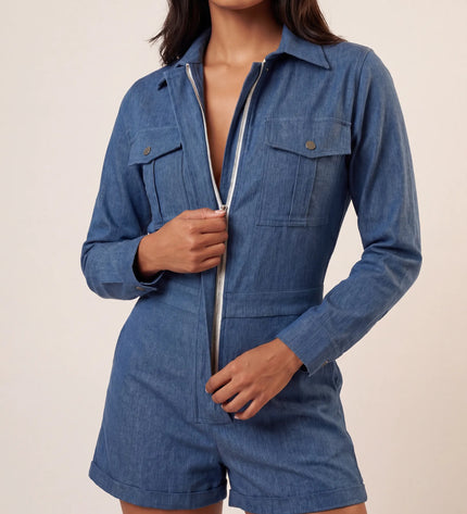 THE MARCELLA ROMPER IN VINTAGE DENIM BLUE