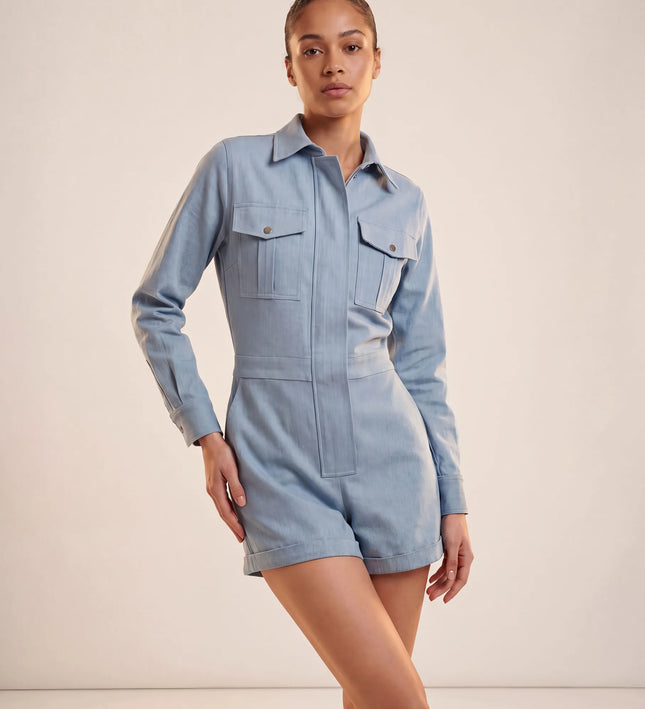 THE MARCELLA ROMPER IN SOFT SKY BLUE