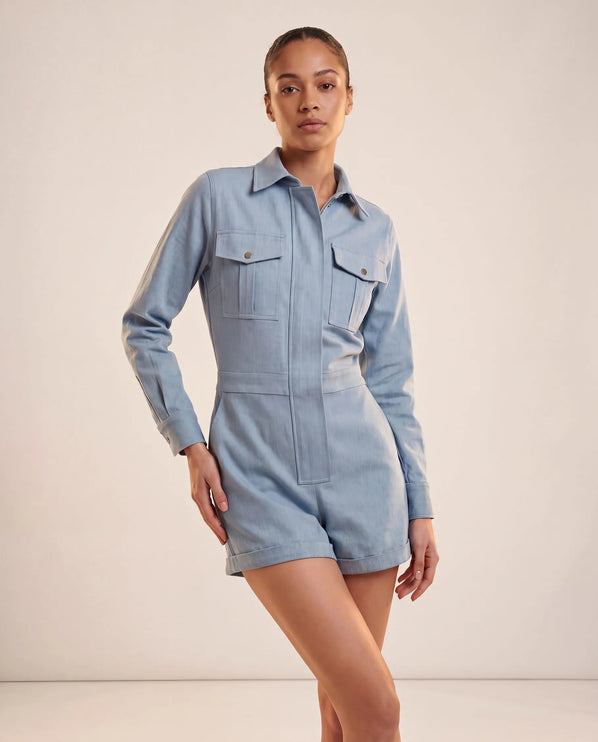 THE MARCELLA ROMPER IN SOFT SKY BLUE