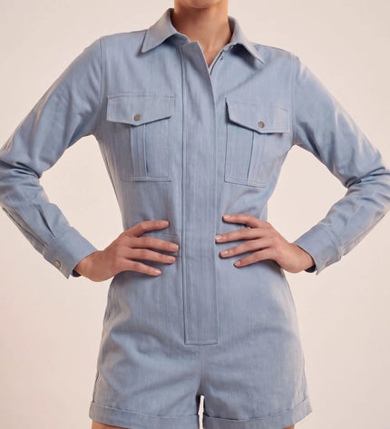 THE MARCELLA ROMPER IN SOFT SKY BLUE