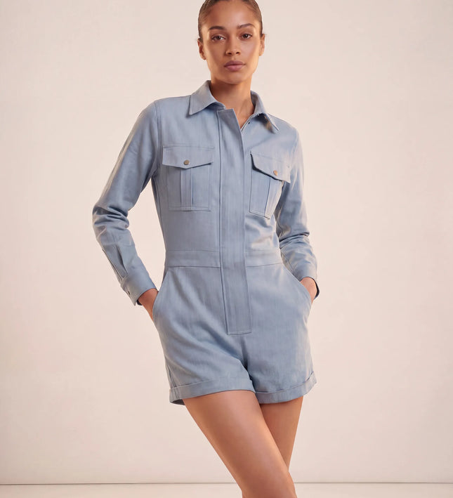 THE MARCELLA ROMPER IN SOFT SKY BLUE