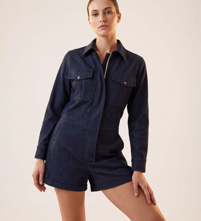 THE MARCELLA ROMPER IN MIDNIGHT INDIGO