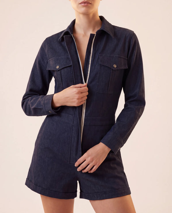 THE MARCELLA ROMPER IN MIDNIGHT INDIGO