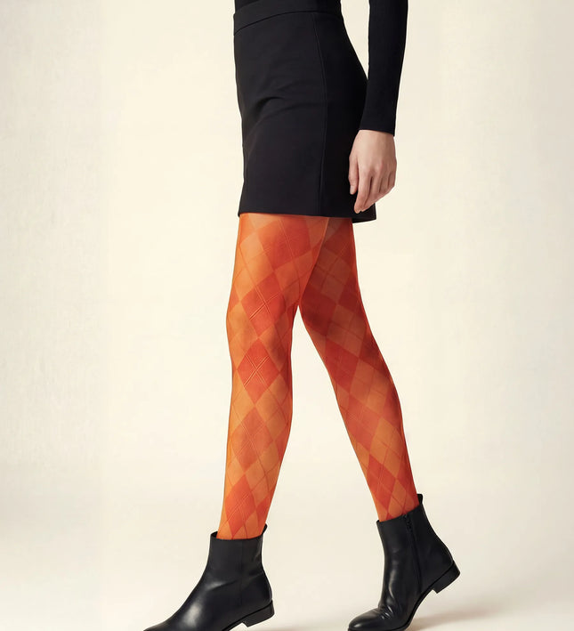 Diamond Patterned Tights - Pumkin Pie