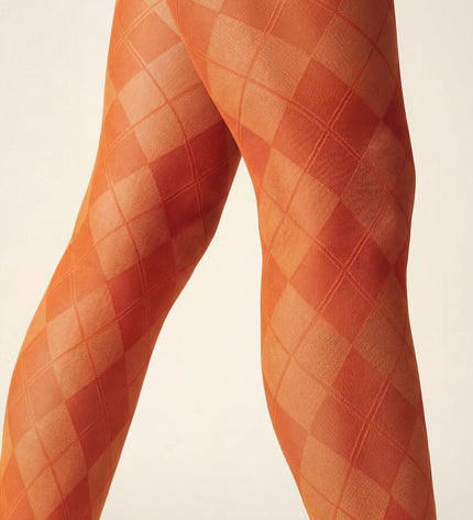 Diamond Patterned Tights - Pumkin Pie