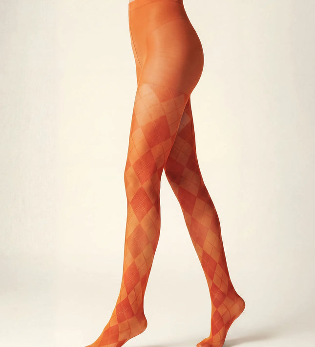 Diamond Patterned Tights - Pumkin Pie