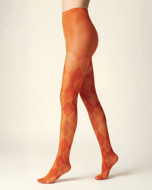 Diamond Patterned Tights - Pumkin Pie