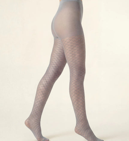 Fishnet Effect Tights - Pale Grey