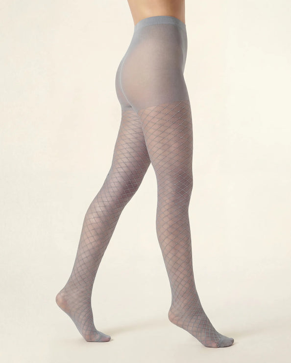 Fishnet Effect Tights - Pale Grey