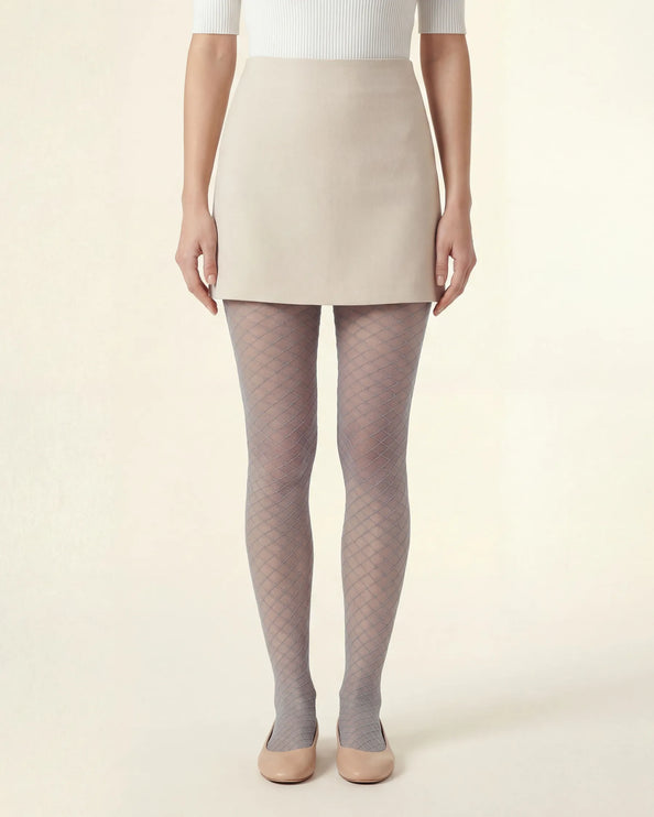 Fishnet Effect Tights - Pale Grey