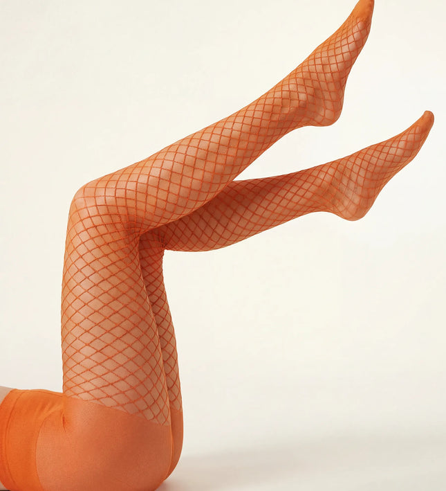 Fishnet Effect Tights - Pumkin Pie